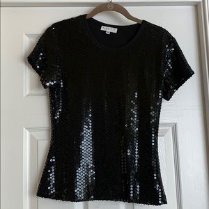 Parallel black sequin top SZ M